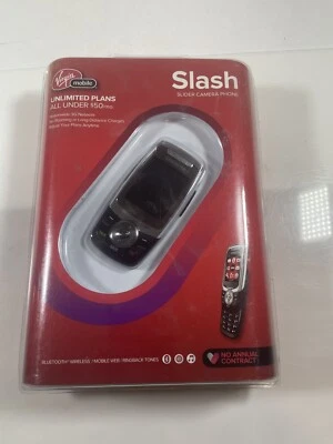 Samsung Slash Slider Camera Cellular Phone Black Virgin Mobile NEW - Image 1 of 2