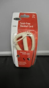 12 Foot Modular Telephone Coiled Handset Cord Phone ALMOND Color NIB - Zdjęcie 1 z 2