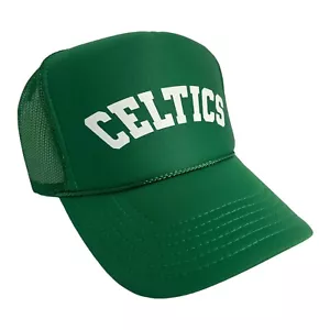 NEU BOSTON CELTICS KELLY GRÜNE MÜTZE 5 PANEL HOHE KRONE TRUCKER DRUCKKNOPFLASCHE BOGEN SCHRIFT - Bild 1 von 5