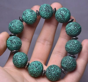 China Türkis Schnitzerei Xiangyun Buddha Perlen Hand Kette Armband Schmuck - Bild 1 von 5