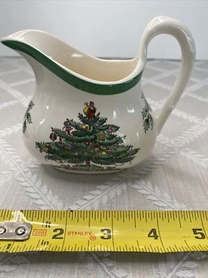 Spode Christmas Tree Creamer with Green Trim England Holiday - Image 1 of 4