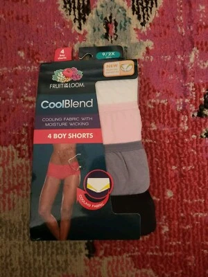 NOVA calcinha Fruit of the Loom feminina 2X 9 mistura legal menino shorts pacote com 4 - Imagem 1 de 3
