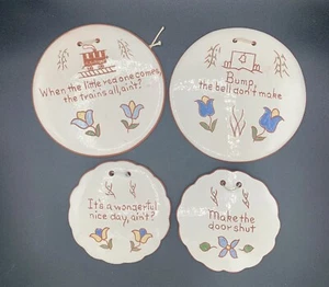 Set of 4 Ruth Price Motto Ware Wall Hangers Ornaments Pennsylvania Dutch Lancast - Picture 1 of 9