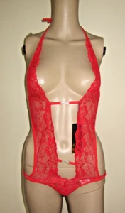 Yidarton Mini Body rot sexy Spitze transparent mit Träger Tanga Gr. L - Bild 1 von 11
