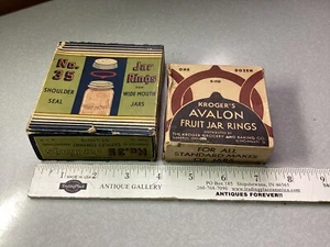2 Fruit Jar Rings Boxes Cupples No. 35 Wide Mouth Kroger’s Avalon Reg. Mouth - Picture 1 of 9
