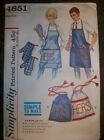 His & Hers Chef APRONS Vintage 60s Simplicity Sewing Pattern 4651 Oven Mitt Bag
