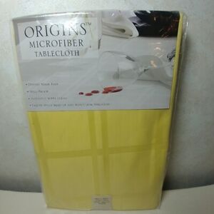ORIGINS Yellow Microfiber Spill-Proof Fabric Tablecloth Oval 60" X 102" Spring