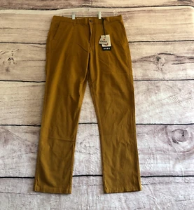 Element Howland Pantalone Chino Uomo 32 Oro Marrone Slim Fit Elasticizzato Skater Street NUOVO - Foto 1 di 16