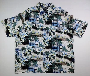 Crazy Horse Claiborne Shirt Mens XXL 2XL Hawaiian Beach Town Palm Style MHRU1204 - Picture 1 of 9