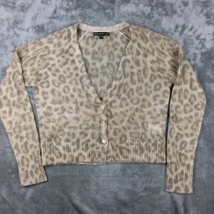 Banana Republic Cardigan Sweater Womens XL Leopard Print Mohair Long Sleeve - Picture 1 of 15