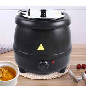 Black Commercial 10 Liter Electric Soup Kettle Warmer Restaurant Stock Pot New - Picture 1 of 12