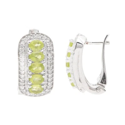 925 Sterling Silver Multi Gemstone Real Diamond Huggie Earring Jewelry - Image 1 of 3