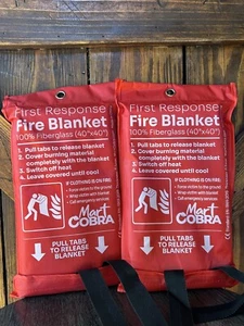 Lot of 2! Mart Cobra First Response Fire Blanket | 100% Fiberglass | 40" x 40" - Picture 1 of 3