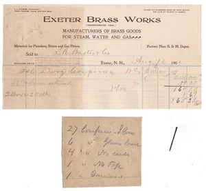Exeter Brass Works billhead, boating fishing compasses, New Hampshire 1901 - Picture 1 of 3
