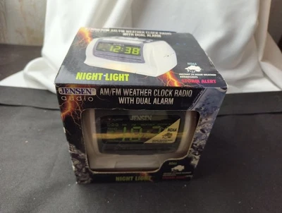 JENSEN Dual Alarm Clock AM/FM Weather Night Light Radio JCR-300 Brand New - Image 1 of 4
