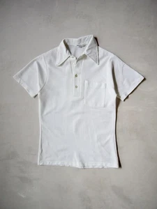 Vintage 70s JCPenney White Short Sleeve Polo Shirt Made in USA Size XS - Picture 1 of 7