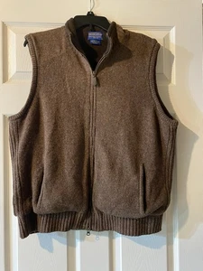 Pendleton Wool Vest Mens Large Brown Full Zip Fleece Lined RN 29685 - Picture 1 of 3