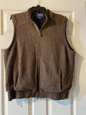 Pendleton Wool Vest Mens Large Brown Full Zip Fleece Lined RN 29685 - Image 1 of 3