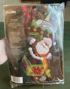 New (2007) Bucilla Jeweled Christmas Felt Stocking Kit POP UP SANTA 86063 Sealed - Picture 1 of 6