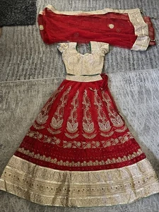 Beautiful Beaded Indian Skirt and top and Shawl Woman Wedding Dress Embroidered - Picture 1 of 8