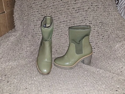 CAMPER TOGETHER RACHEL COMEY-Khaki Patent Leather/Nylon Pull-On Booties-Sz 36-EX - Image 1 of 4