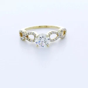 Solid 14K Gold Side Stone Engagement Ring 1.73 CT Round Lab-Grown Diamond E VS2 - Picture 1 of 5
