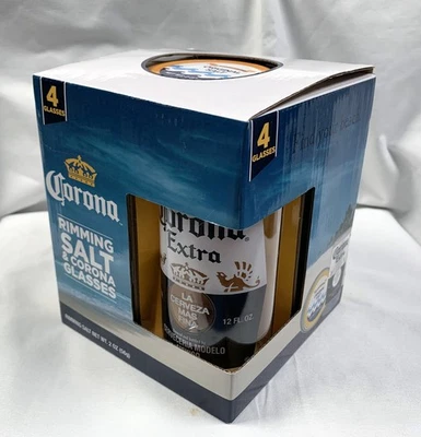 4 пинтовых стакана Corona Extra Beer 12 унций + подарочная коробка с солью для ободка - Изображение 1 из 4
