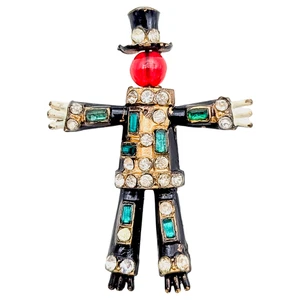 Broche Espantapájaros Joyado De Colección Años 40 Estrás Esmalte Figura Raro Colorido - Imagen 1 de 4