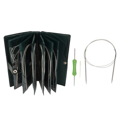 Circular Knitting Needles Set 11Pcs Stainless Steel Interchangeable - image 1 of 4