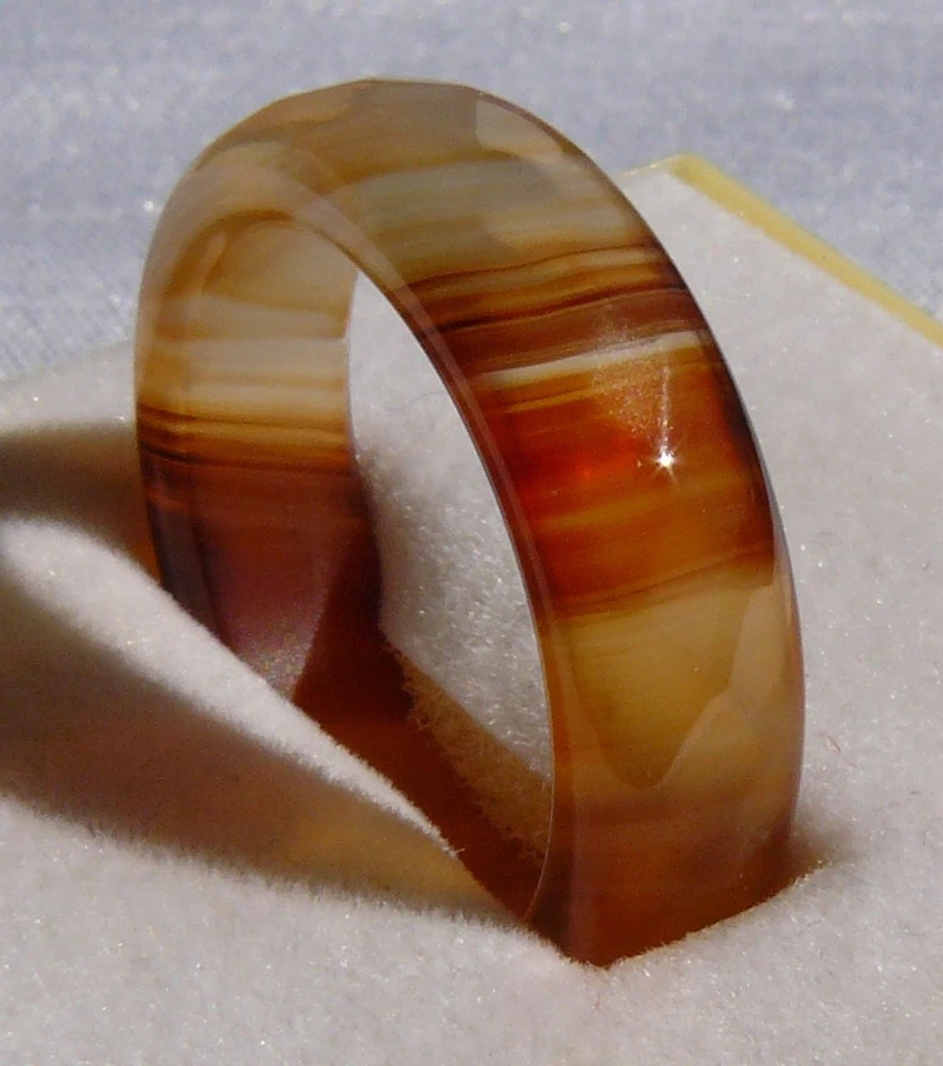 Achat-Ring, braun, markant, facettiert, Gr. 54 (17,25 mm Ø), neu, Halbedelstein - Bild 1 von 4