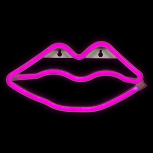 Northlight 10.5" B/O Neon Style LED Pink Valentine's Day Lips Wall Sign - Imagen 1 de 6