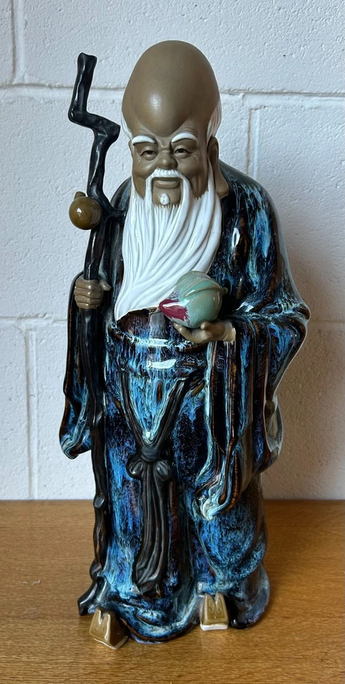 Large 18" Chinese Pottery Shiwan Wanjiang Mudman Immortal of Longevity Figure - Image 1 of 4