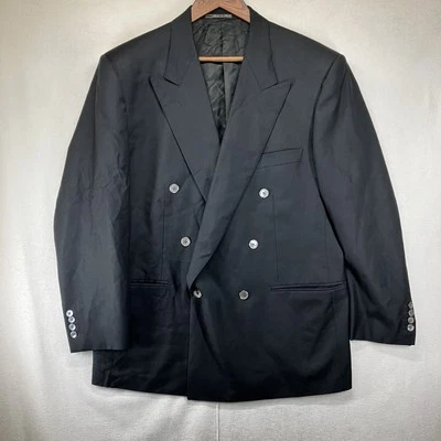 Corneliani Blazer Mens Size 52/8 C Suit Pure Virgin Wool Black Lined 44x35.5 - Image 1 of 4