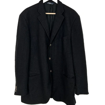 Polo Ralph Lauren Mens Jacket Blazer Size 44 L Wool Cashmere Made in Italy Black - Image 1 of 4