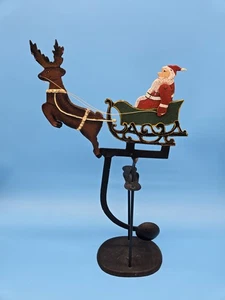 Péndulo equilibrado mecedor de metal Santa en trineo con reno arte popular Navidad - Imagen 1 de 7