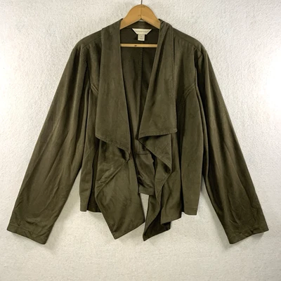 Cárdigan abierto de gamuza sintética para mujer talla XL verde romántico boho oficina occidental Foto 1 de 4