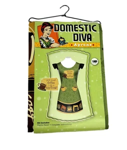 Domestic Diva Kaffeeliebhaber Nähschürze Set 2008 Federn Kreativ Stoff Panel - Bild 1 von 3