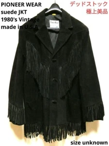 PIONEER WEAR Suede Fringe Jacket Men Size unknown Black Made In USA - Picture 1 of 5