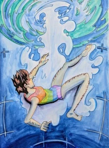 "Splash! (Pride Swim)" 2024 Watercolour and Pencil Crayon Painting on Paper - Picture 1 of 1