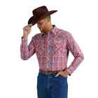 Chemise à manches longues western à manches longues logo Wrangler® rouge/bleu