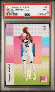 2017-18 Panini Status Rookie /75 Green #122 Donovan Mitchell RC SP -Pop12- PSA 9 - Picture 1 of 4
