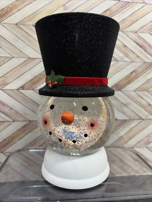 Bath & Body Works Glitter Lights Up Snowman Water Globe 3-Wick Candle Holder NEW - Image 1 of 4