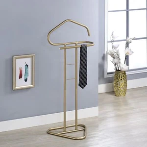 Kings Brand Furniture - Metal Suit Valet Stand, Clothes Rack Jacket Hanger, Gold - Picture 1 of 5