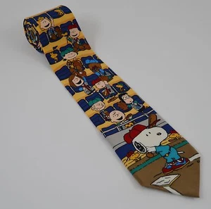 Snoopy Baseball Silk Neck Tie Peanuts Beagle at Bat Bleachers Sport Field Friend - Picture 1 of 1