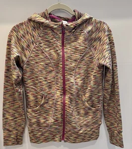 Athleta Girl Space Dye Fleece Lined Hoodie Sweatshirt Jacket Girls L 12 Full Zip - Picture 1 of 10