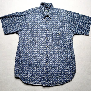 Vintage Trader Bay Button Front Shirt Men's Medium Blue Short Sleeve Preppy - Picture 1 of 5