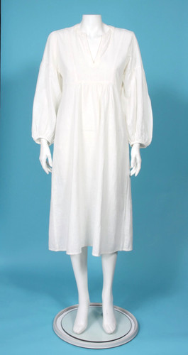 OFF WHITE Abito midi caftano bohemien scollo a V cotone naturale bianco sporco MATTA taglia small 365