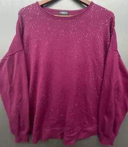 Liz Claiborne Pullover Damen XL Burgund Pulli Glitzer Weich Komfort Kirsche - Bild 1 von 8