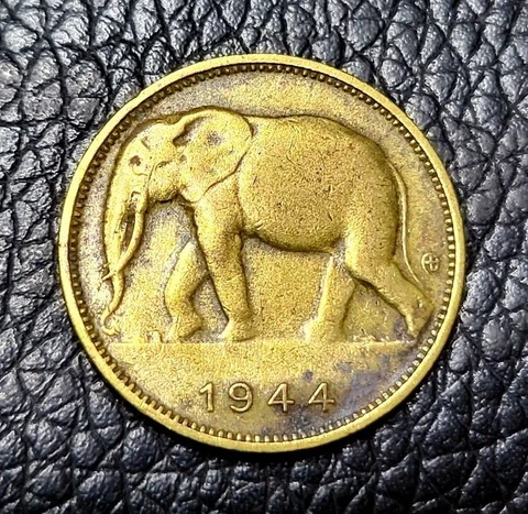 1944 Belgian Congo 1 Franc Coin Cover