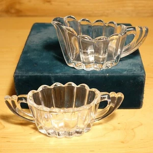 Glass Crystolite Creamer & Sugar Bowl Set Heisey Vtg 2 1/8" - Swanky Barn - Picture 1 of 12